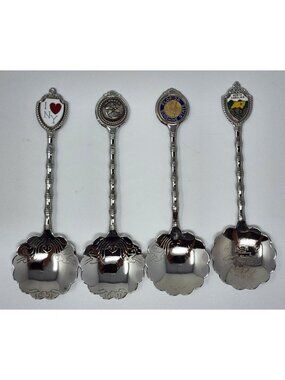 Round Scalloped Collector Spoons New York Colorado Florida N. Carolina VTG